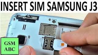 Samsung Galaxy J3 2016 J320F  How to INSERT REMOVE SIM Card and Memory SD Card [upl. by Aneehta]