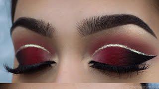 tutorial  Red cut crease  glitter [upl. by Senior]