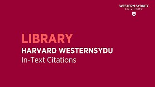 Harvard WesternSydU  Intext Citations [upl. by Merrily996]