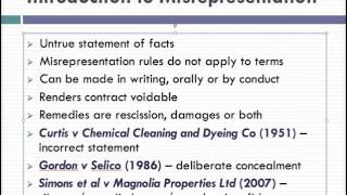 Misrepresentation Lecture 1 of 4 [upl. by Abocaj632]