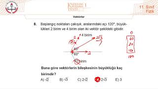 11Sınıf MEB Fizik Kazanım Kavrama Testi1 Vektörler 20202021 PDF [upl. by Adnilahs]