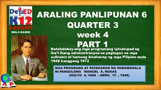 ARALING PANLIPUNAN 6 QUARTER 3WEEK4 PART1VIDEO LESSON PROGRAMAPATAKARAN PAMAMAHALA NI PANG ROXAS [upl. by Ploch]